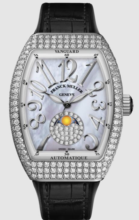 Franck Muller Vanguard Lady Moonphase Replica Watch Cheap Price V32 SC AT FO L REL MOP D CD 1P - Click Image to Close